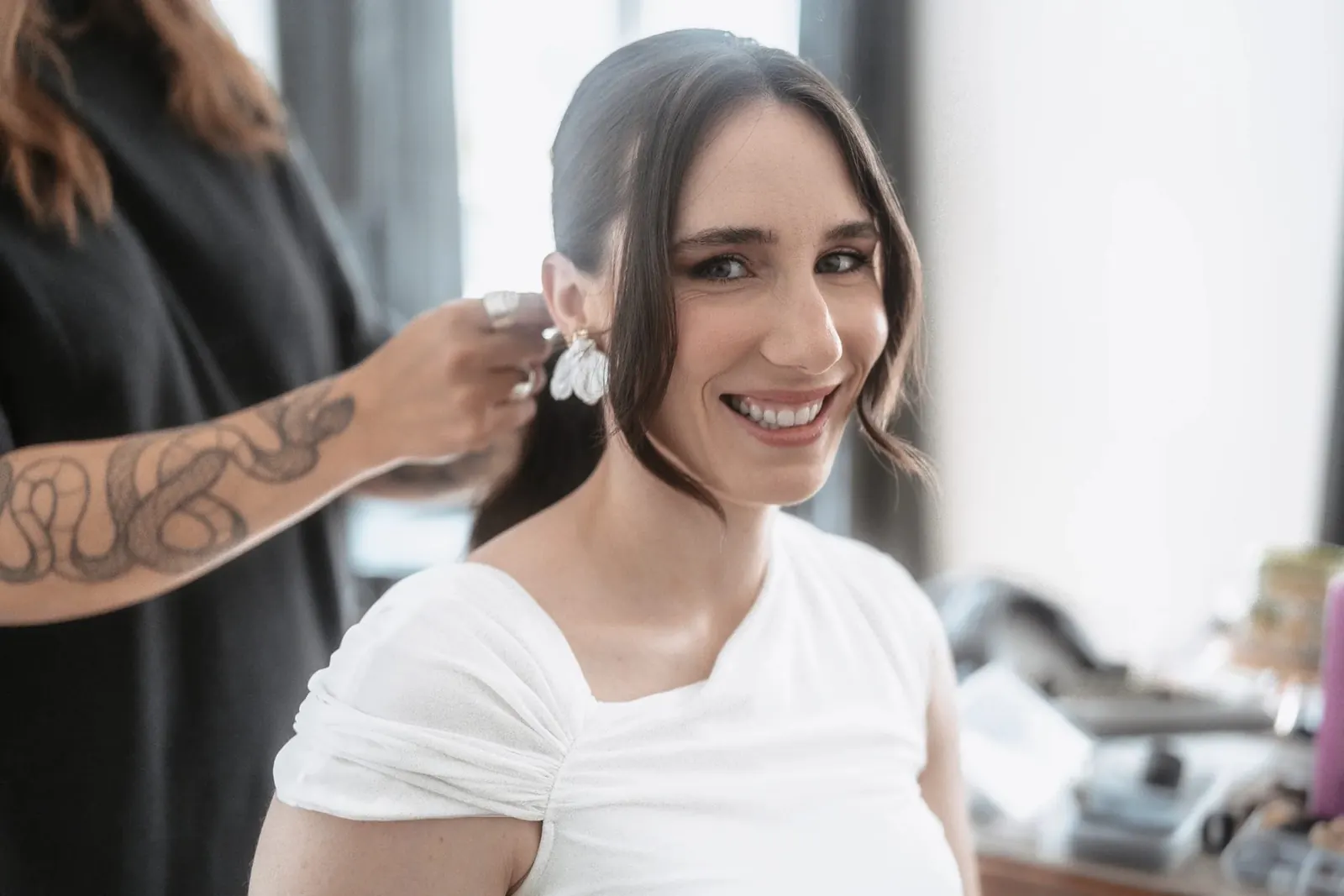 Bride getting ready