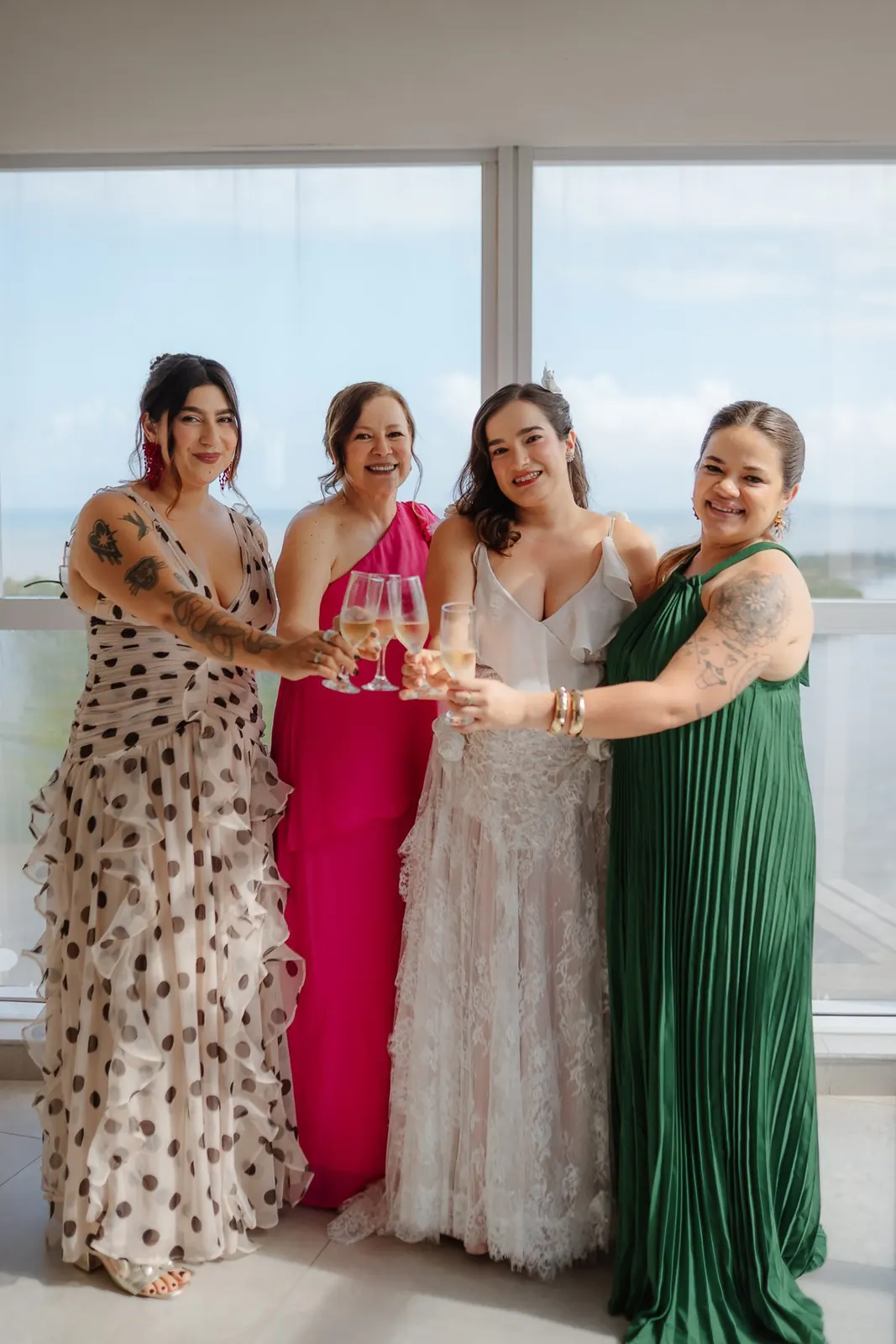 Bride toasting with her favourite people